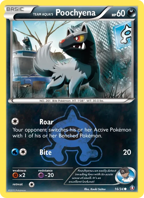 Team Aqua's Poochyena 16/34 Double Crisis Pokémon card