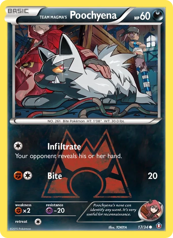 Team Magma's Poochyena 17/34 Double Crisis Pokémon card