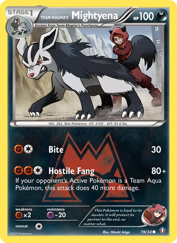 Team Magma's Mightyena 19/34 Double Crisis Pokémon card
