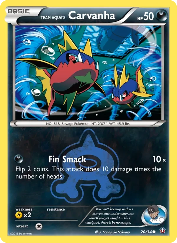 Team Aqua's Carvanha 20/34 Double Crisis Pokémon card