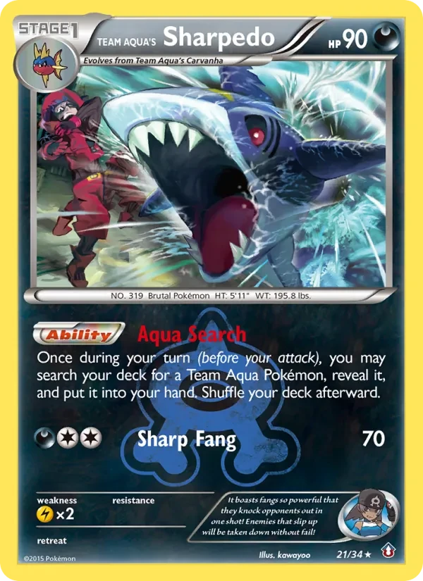Team Aqua's Sharpedo 21/34 Double Crisis Pokémon card