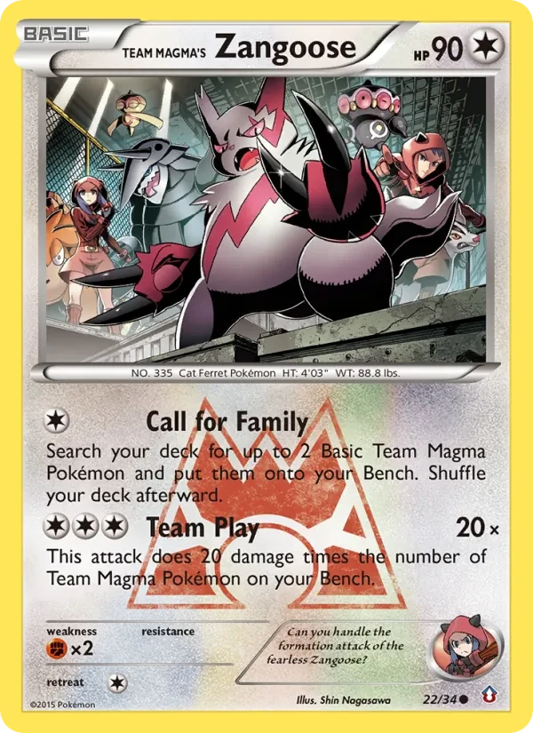 Team Magma's Zangoose 22/34 Double Crisis Pokémon Karte