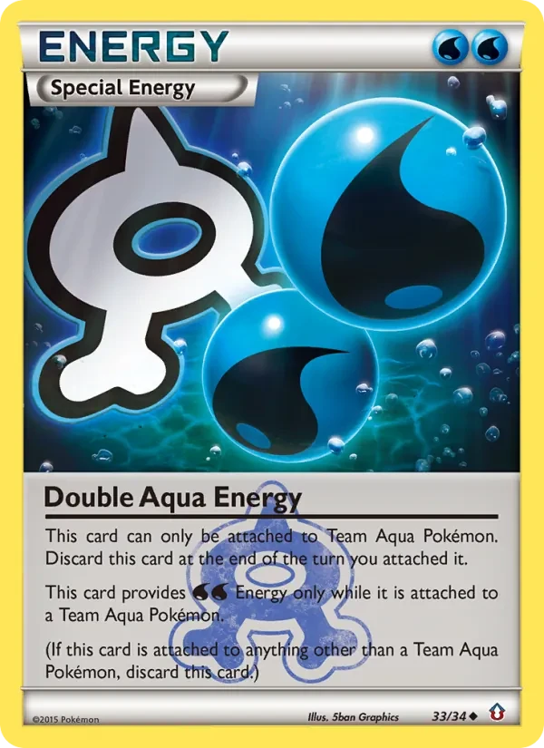 Double Aqua Energy 33/34 Double Crisis Pokémon card