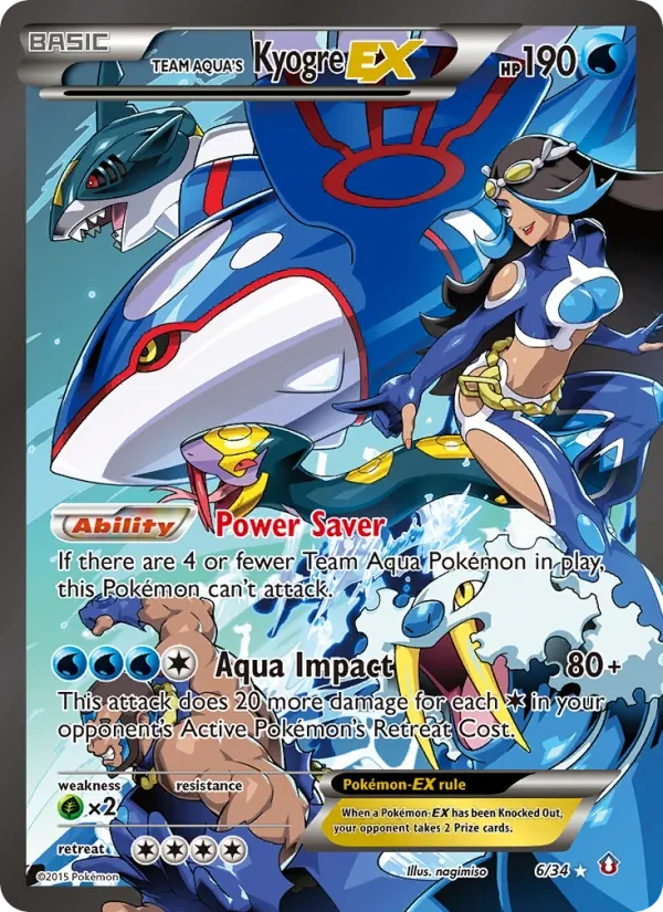 Team Aqua's Kyogre EX 6/34 Double Crisis Pokémon card