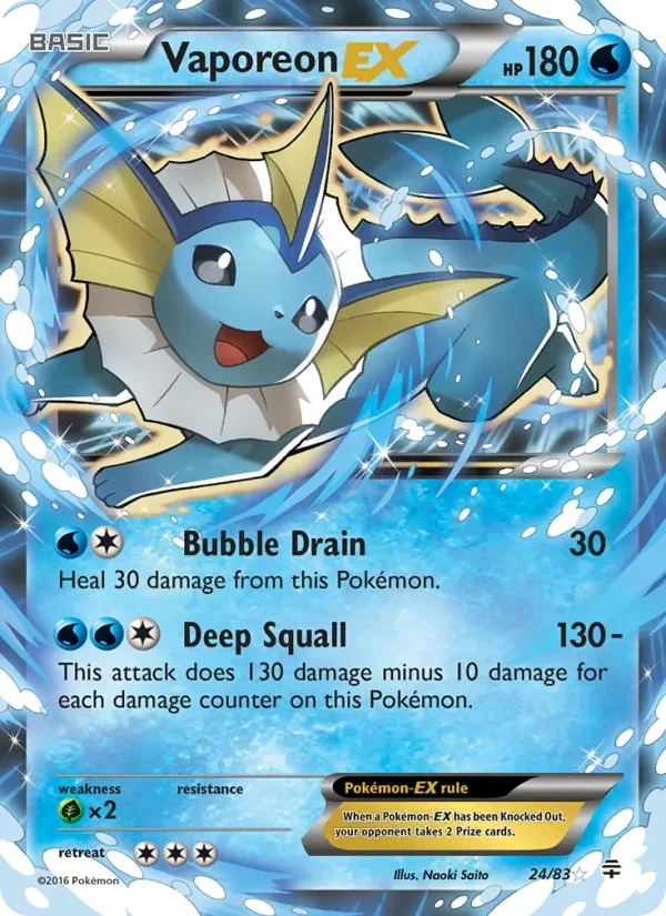 Vaporeon EX 24/83 Generations Pokémon card
