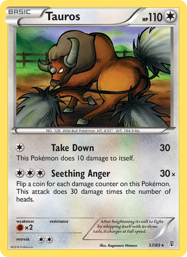 Tauros 57/83 Generations Pokémon card