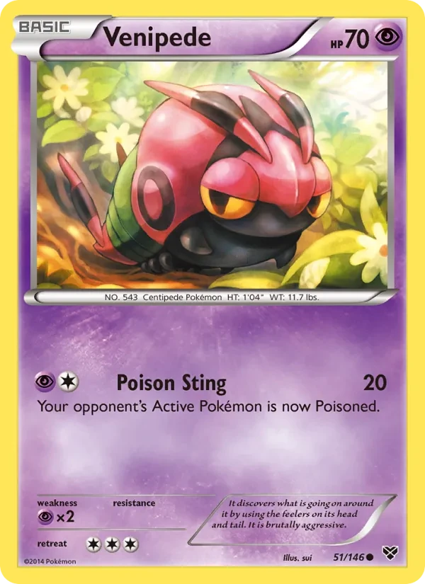 Venipede 51/146 XY Pokémon card