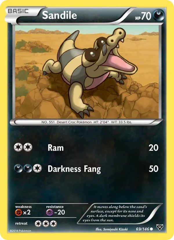 Sandile 69/146 XY Pokémon Karte