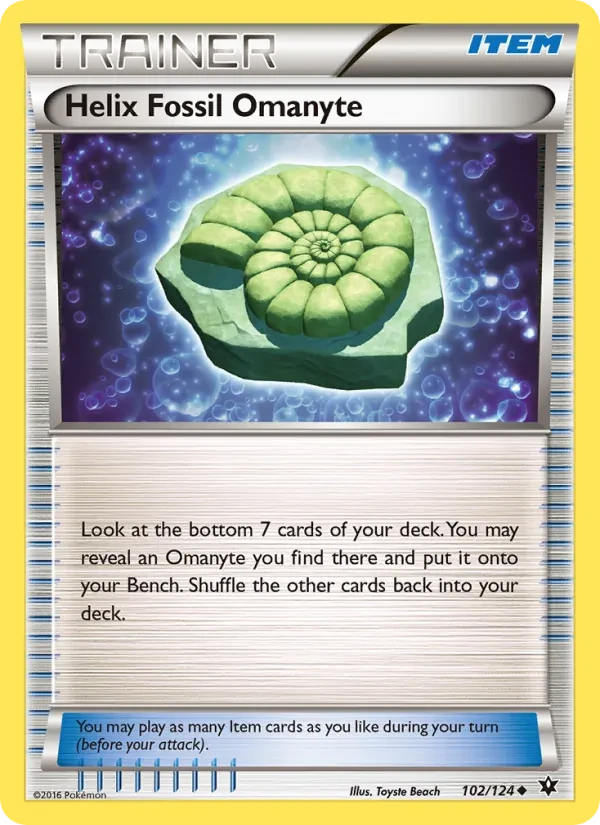 Helix Fossil Omanyte 102/124 Fates Collide Pokémon card