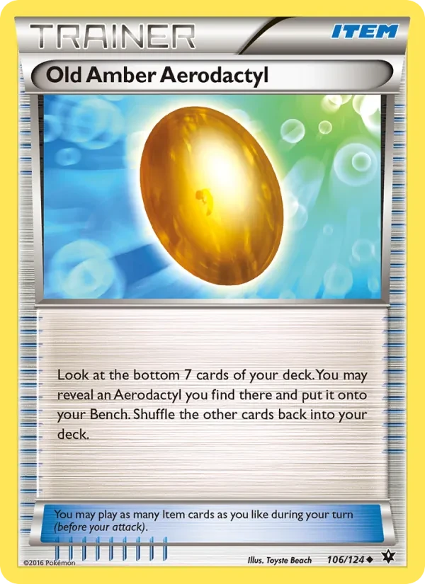Old Amber Aerodactyl 106/124 Fates Collide Pokémon card