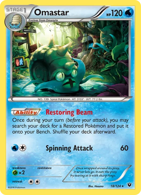 Omastar 18/124 Fates Collide Pokémon card