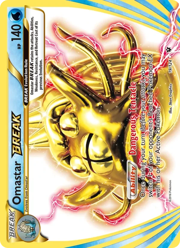 Omastar BREAK 19/124 Fates Collide Pokémon kaart