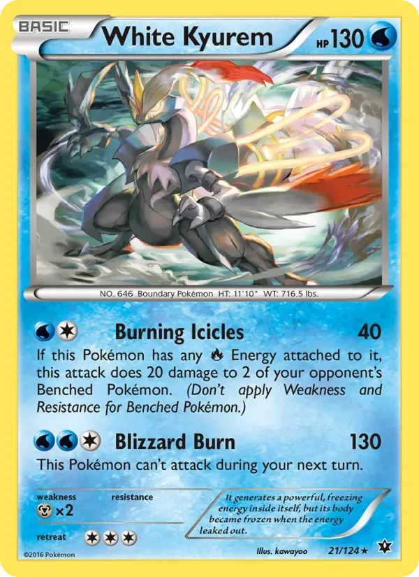 White Kyurem 21/124 Fates Collide Pokémon card