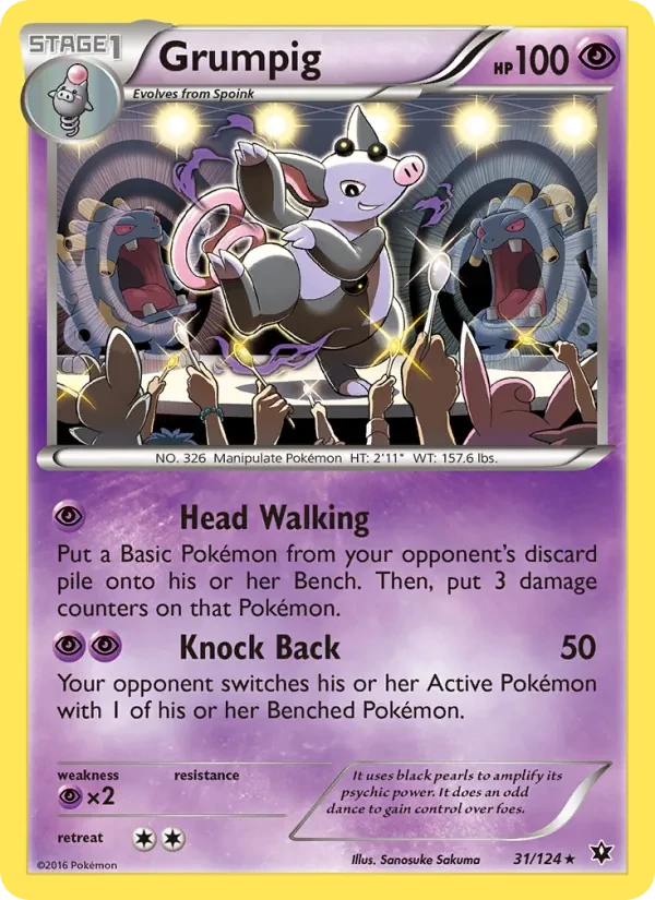 Grumpig 31/124 Fates Collide Pokémon card