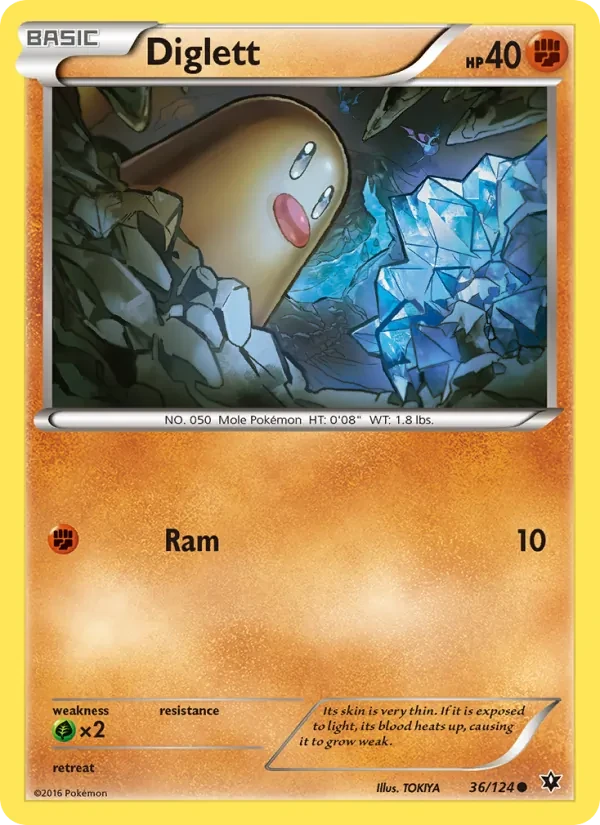 Diglett 36/124 Fates Collide Pokémon kaart