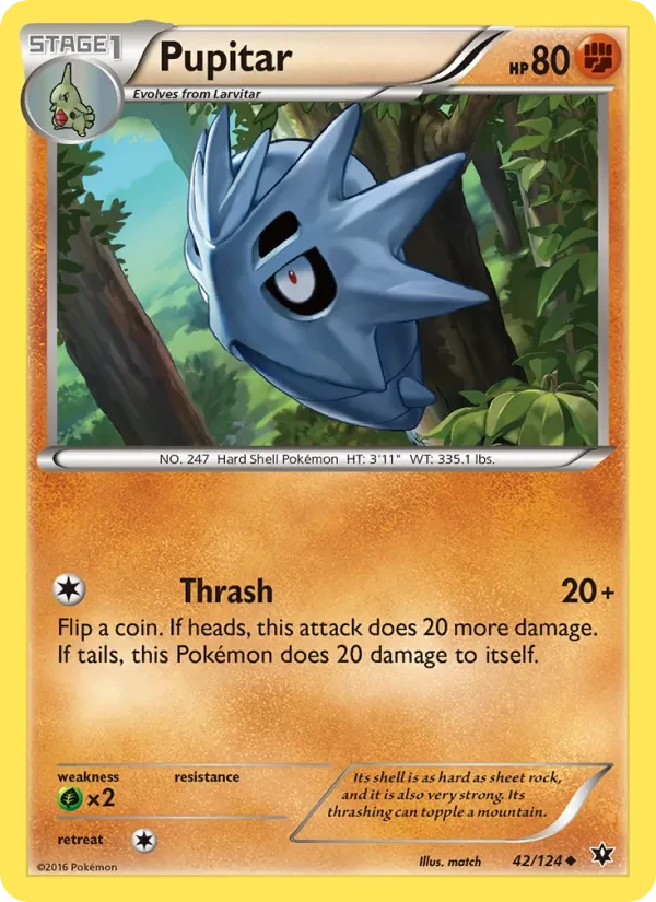 Pupitar 42/124 Fates Collide Pokémon kaart