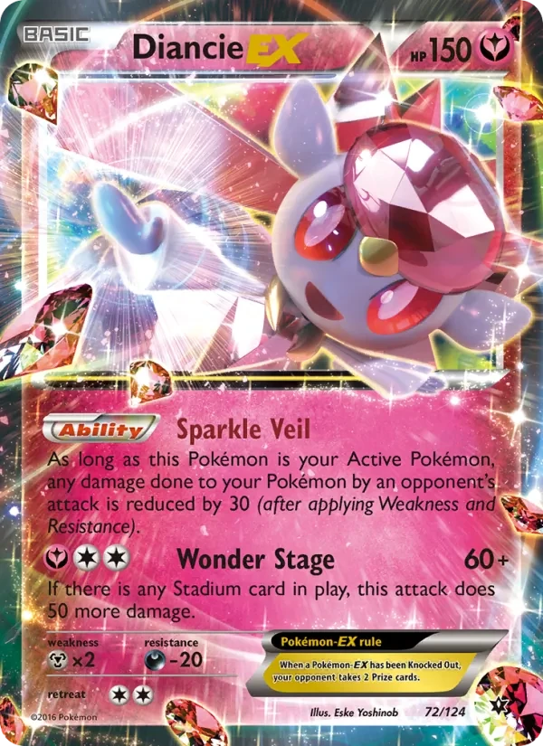 Diancie EX 72/124 Fates Collide Pokémon card