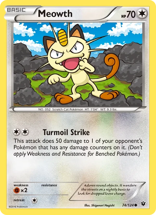Meowth 74/124 Fates Collide Pokémon kaart
