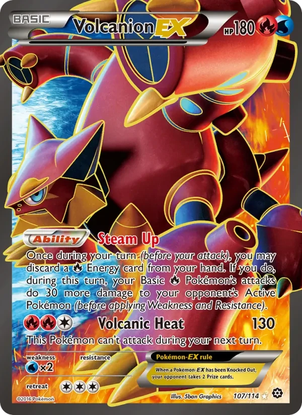 Volcanion EX 107/114 Steam Siege Pokémon Karte