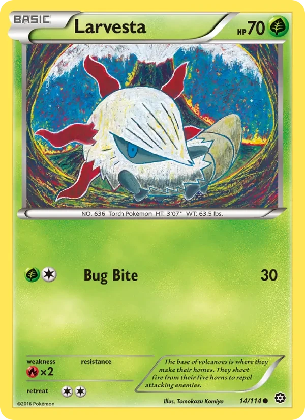 Larvesta 14/114 Steam Siege Pokémon Karte