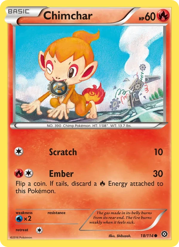 Chimchar 18/114 Steam Siege Pokémon card