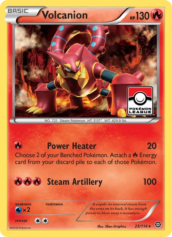 Volcanion 25/114 Steam Siege Pokémon card