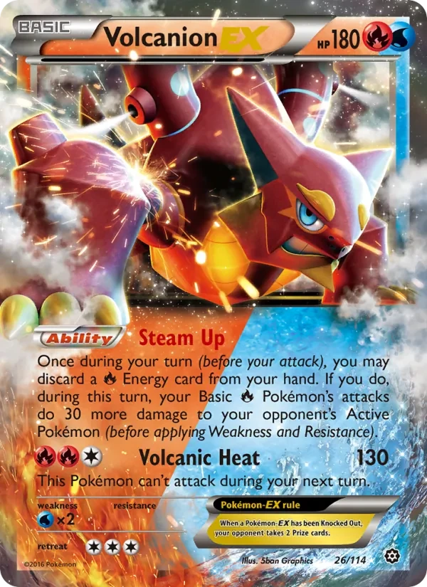 Volcanion EX 26/114 Steam Siege Pokémon card