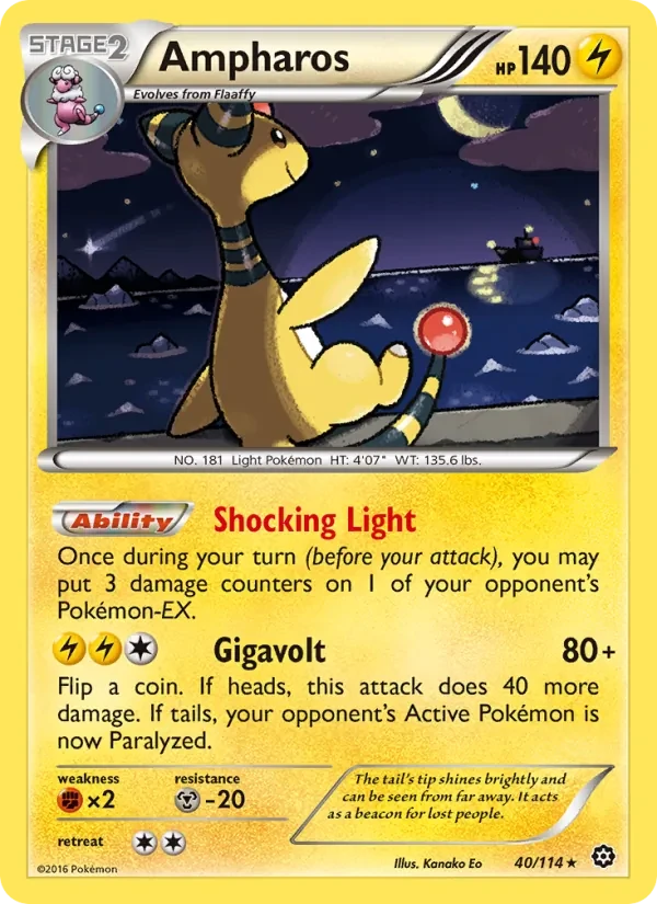 Ampharos 40/114 Steam Siege Pokémon card