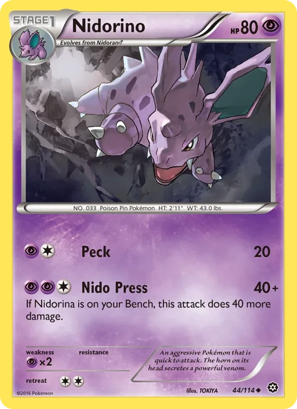 Nidorino 44/114 Steam Siege Pokémon card