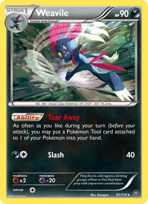 Weavile 61/114 Steam Siege Pokémon card