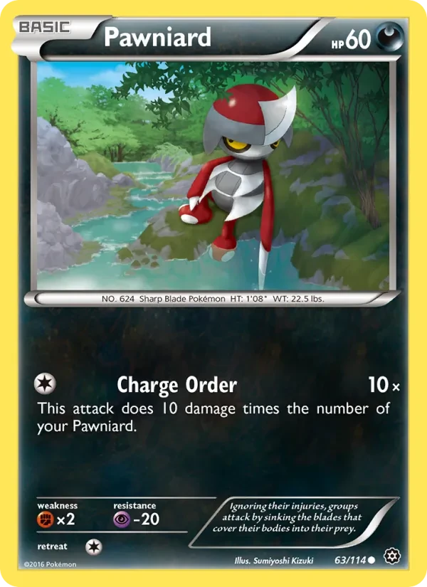 Pawniard 63/114 Steam Siege Pokémon card
