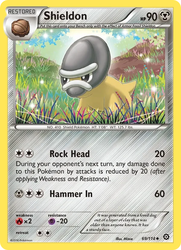 Shieldon 69/114 Steam Siege Pokémon card