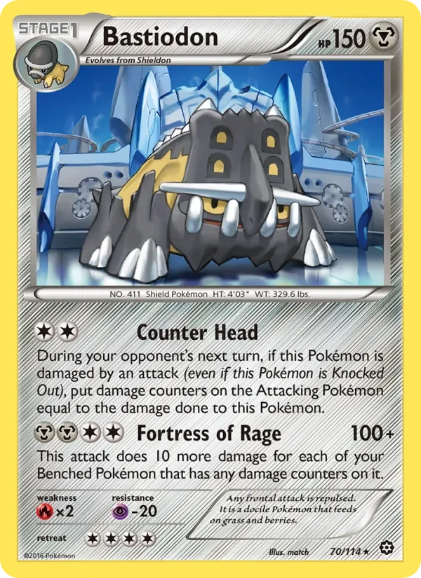 Bastiodon 70/114 Steam Siege Pokémon card