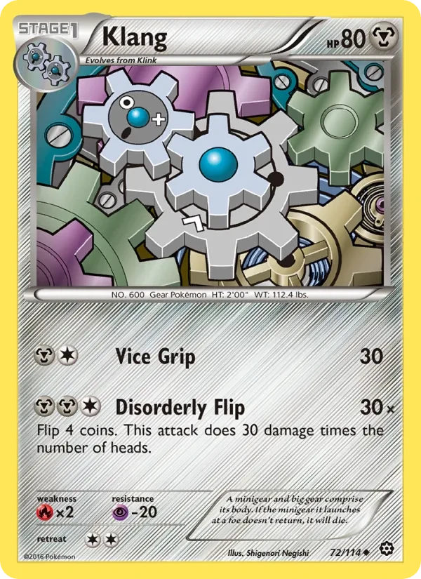 Klang 72/114 Steam Siege Pokémon card