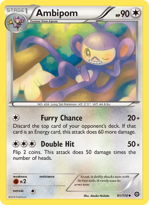 Ambipom 91/114 Steam Siege Pokémon card