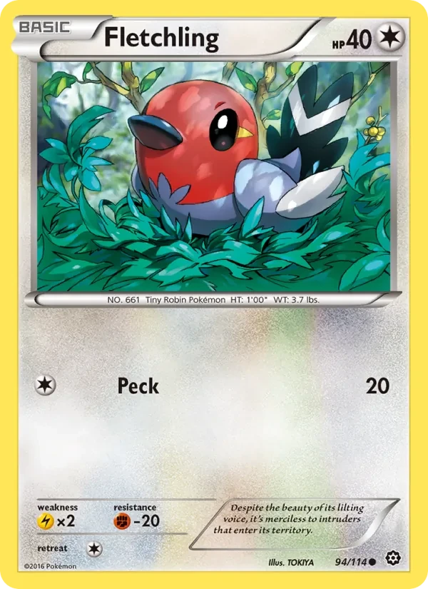 Fletchling 94/114 Steam Siege Pokémon card