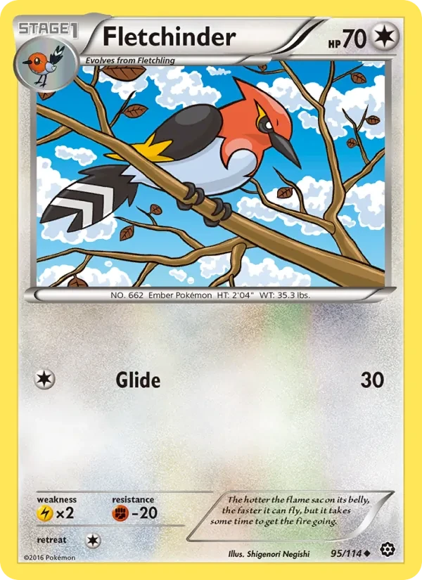 Fletchinder 95/114 Steam Siege Pokémon card