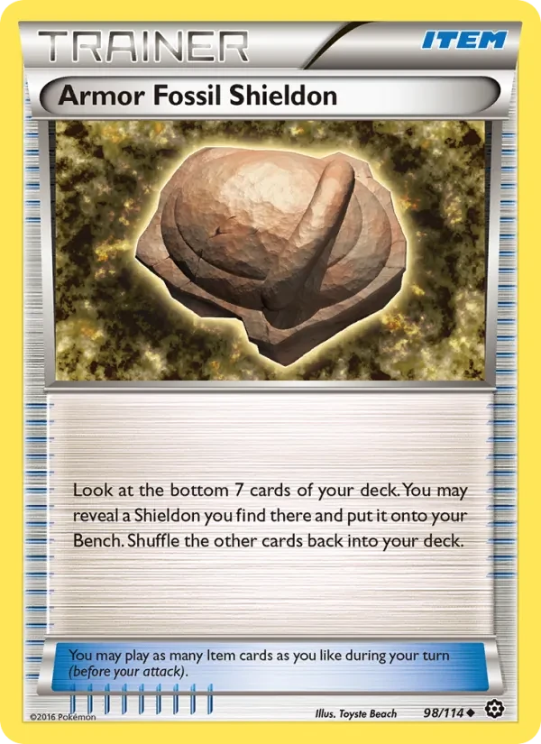 Armor Fossil Shieldon 98/114 Steam Siege Pokémon Karte