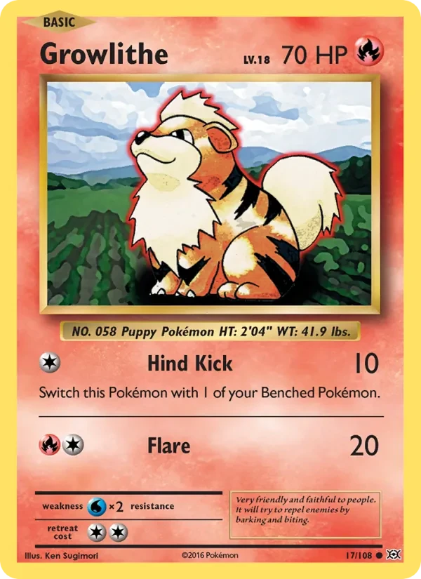 Growlithe 17/108 Evolutions Pokémon Karte