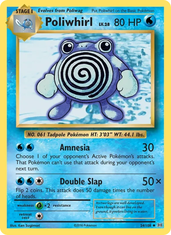 Poliwhirl 24/108 Evolutions Pokémon card