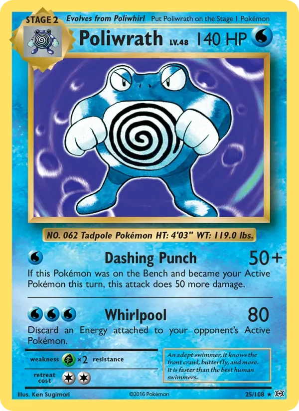 Poliwrath 25/108 Evolutions Pokémon card