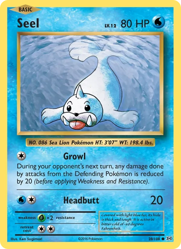 Seel 28/108 Evolutions Pokémon card