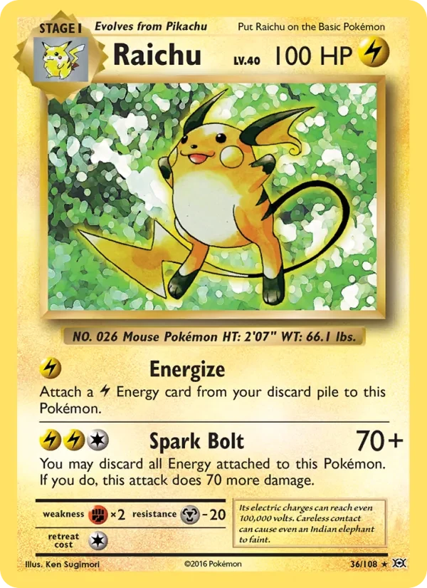 Raichu 36/108 Evolutions Pokémon card