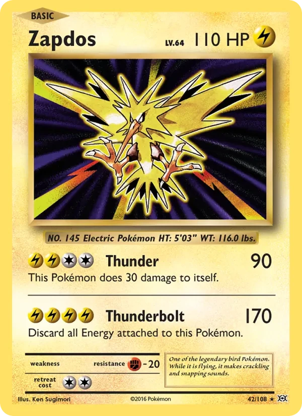 Zapdos 42/108 Evolutions Pokémon card