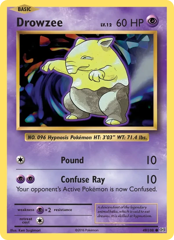 Drowzee 49/108 Evolutions Pokémon Karte