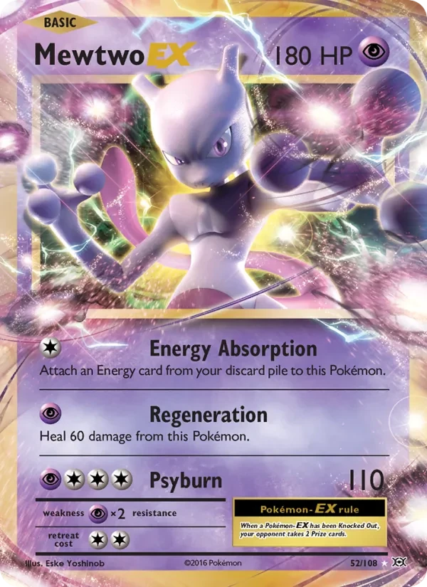 Mewtwo EX 52/108 Evolutions Pokémon card