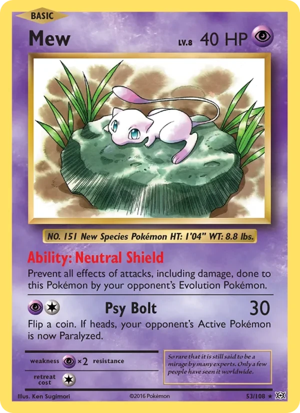 Mew 53/108 Evolutions Pokémon card