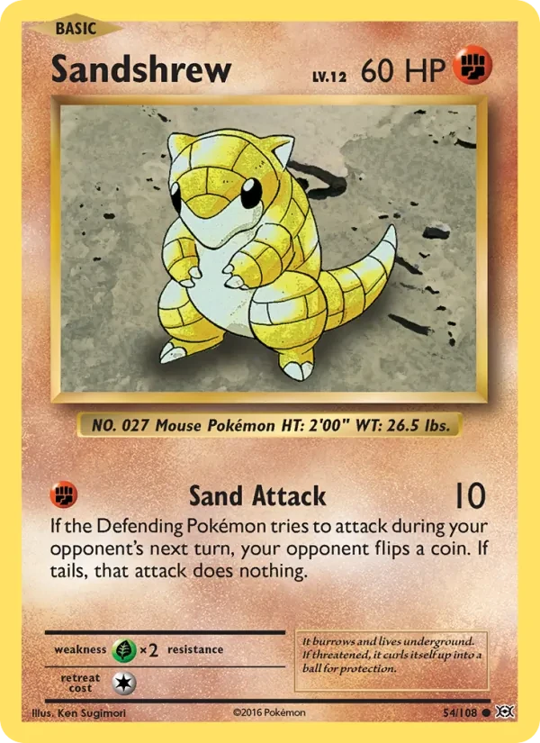 Sandshrew 54/108 Evolutions Pokémon card