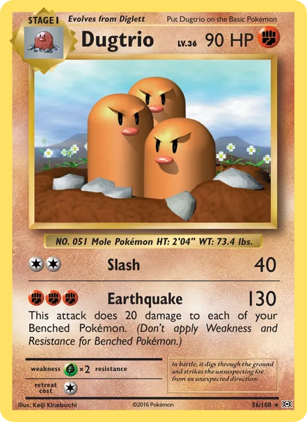 Dugtrio 56/108 Evolutions Pokémon card