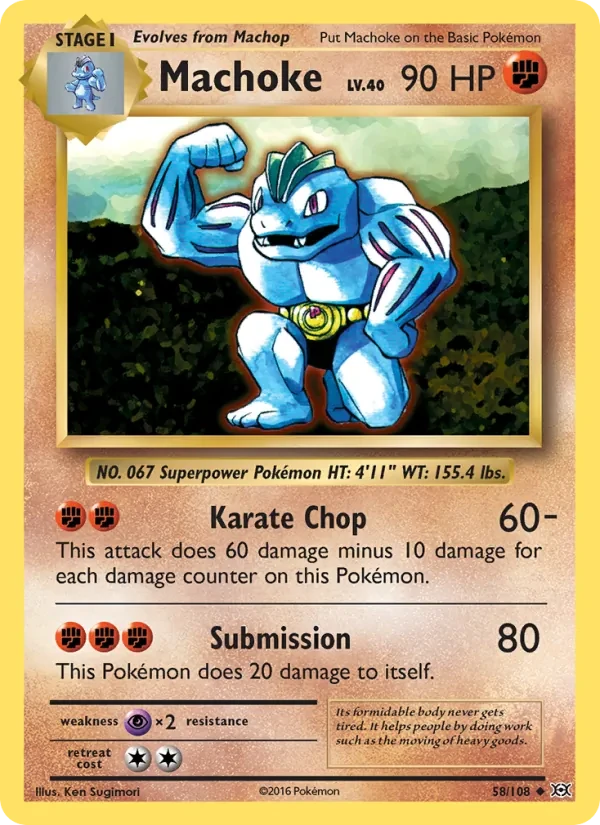 Machoke 58/108 Evolutions Pokémon card